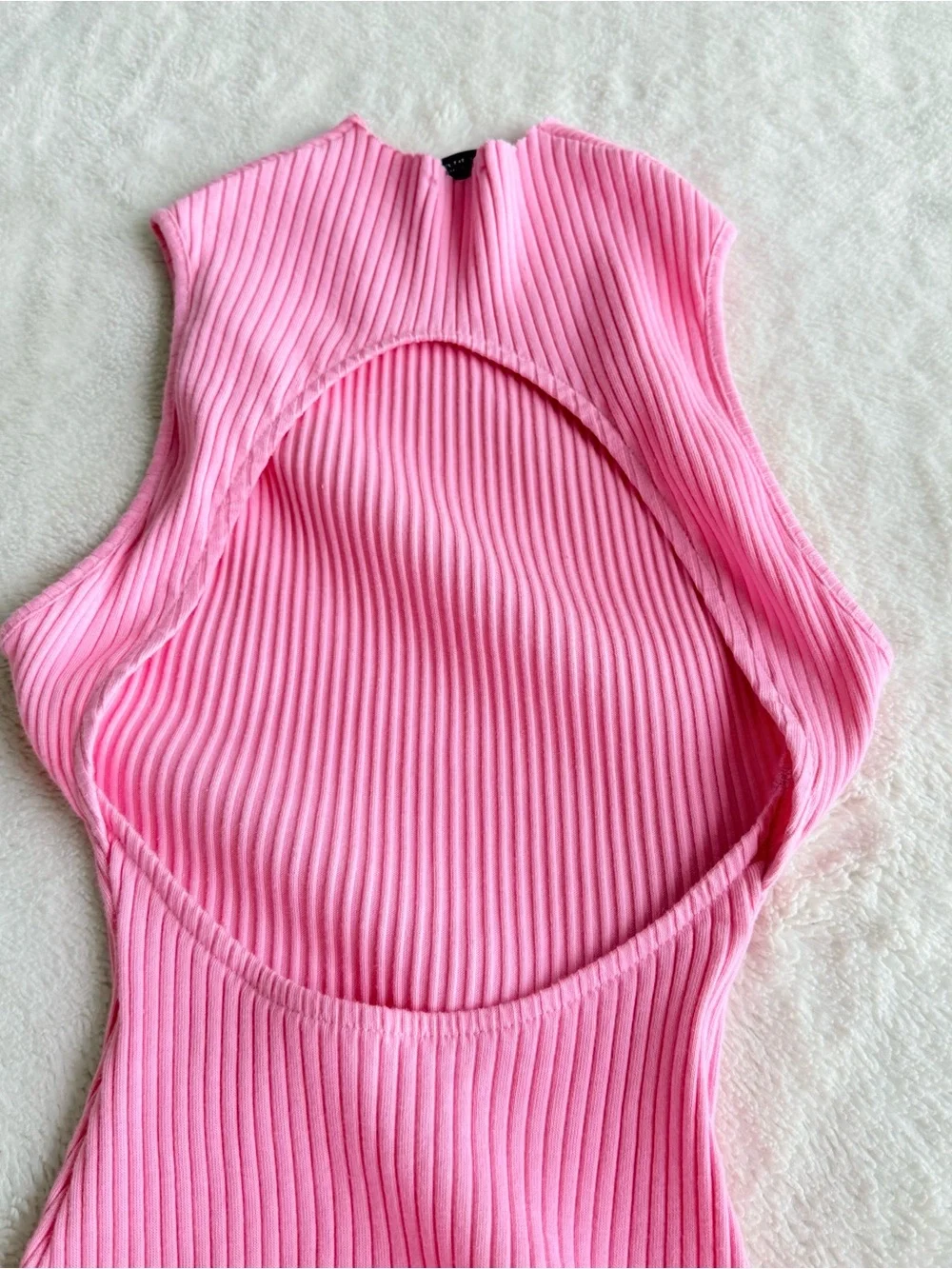 Zara Pink Halter Fit & Flare Ribbed Mini Dress S - Picture 8 of 10